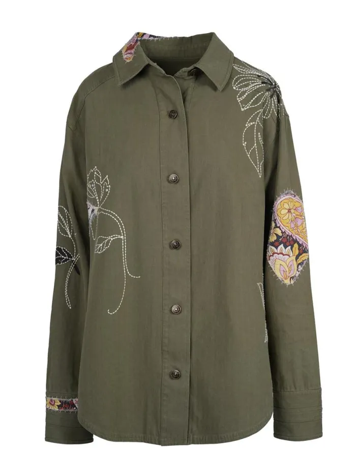 Women Embellished Shacket In Bronze Green Jessica Simpson Jackets Blazers and Kimonos