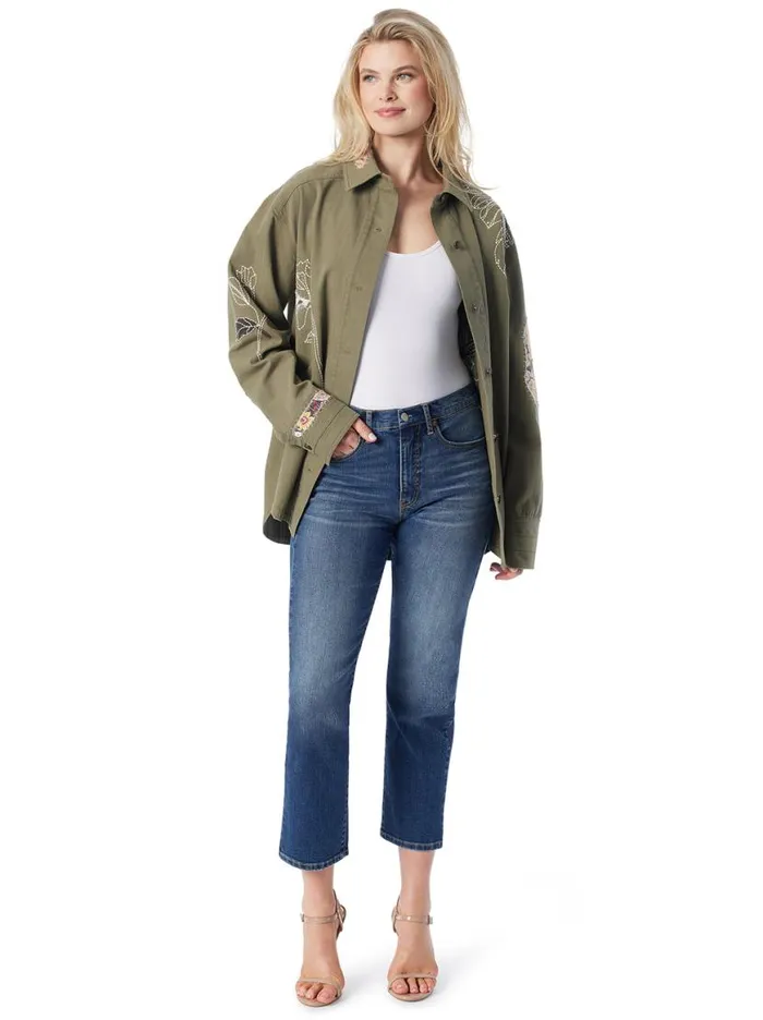 Women Embellished Shacket In Bronze Green Jessica Simpson Jackets Blazers and Kimonos