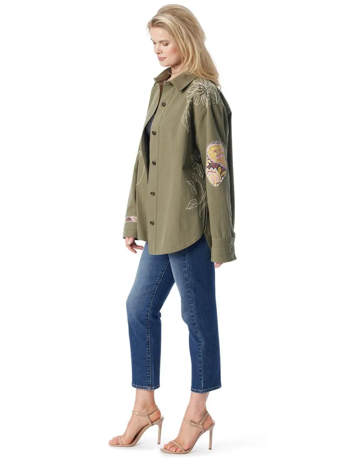 Women Embellished Shacket In Bronze Green Jessica Simpson Jackets Blazers and Kimonos