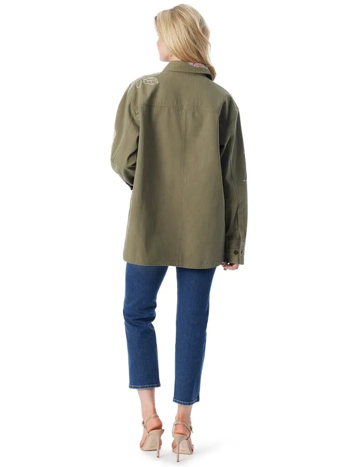Women Embellished Shacket In Bronze Green Jessica Simpson Jackets Blazers and Kimonos