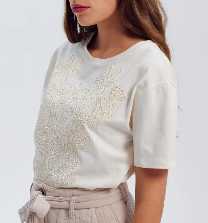 Women Embroidered Top 8211 Ecru Promod Tops Women Embroidered Top 8211 Ecru Promod Tops