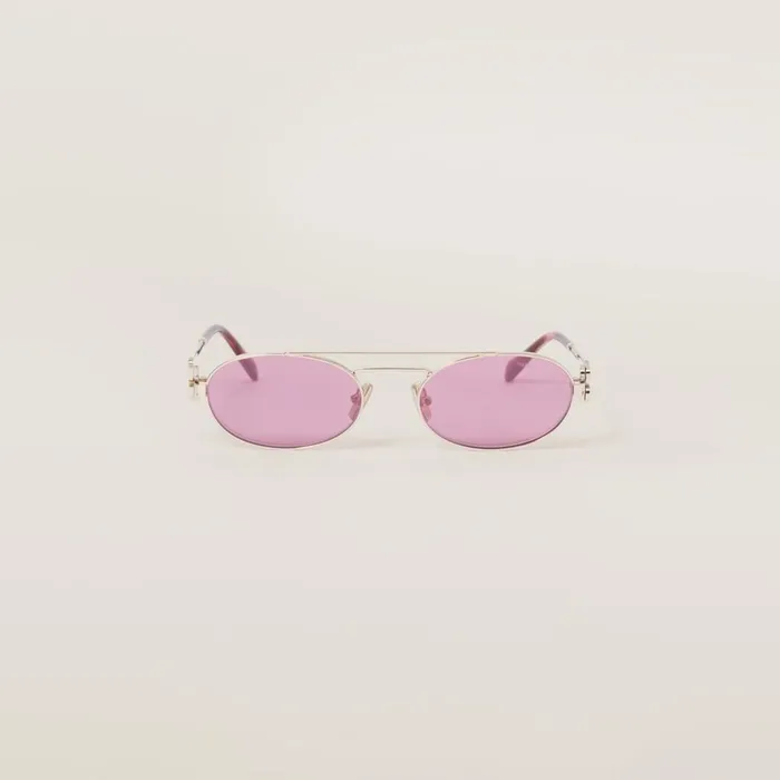 Women Eyewear Miu Miu Miu Miu Logo Sunglasses Amaranth Lenses