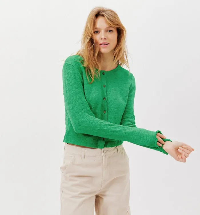 Women Fancy Knit Top 8211 Green Promod Tops