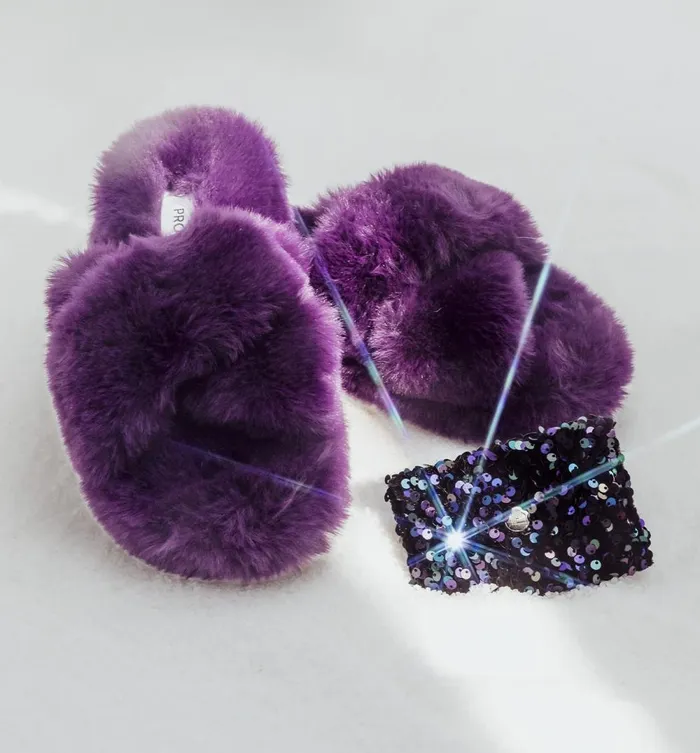 Women Faux Fur Mules 8211 Violet Promod Shoes