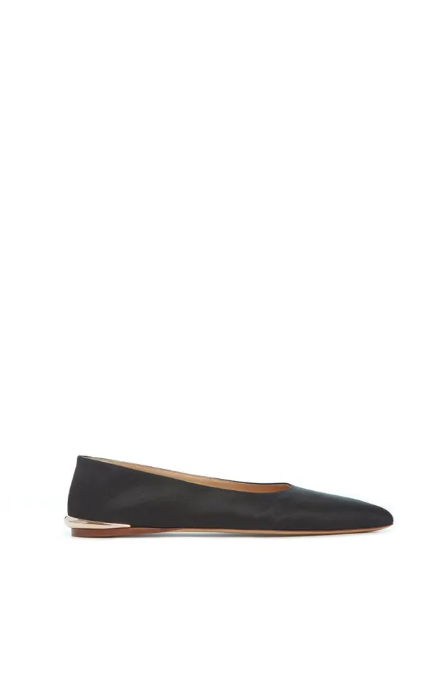 Women Flats Gabriela Hearst Fleur Ballerina Flat In Black Satin