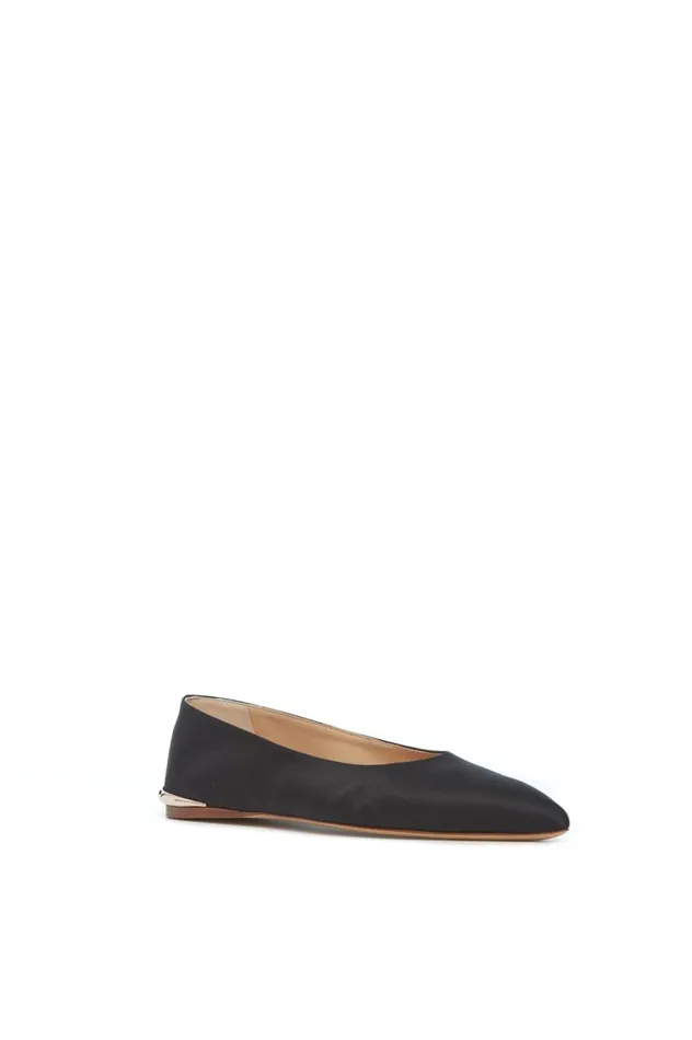 Women Flats Gabriela Hearst Fleur Ballerina Flat In Black Satin