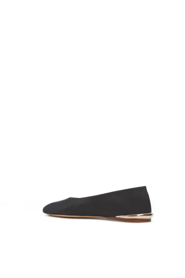 Women Flats Gabriela Hearst Fleur Ballerina Flat In Black Satin