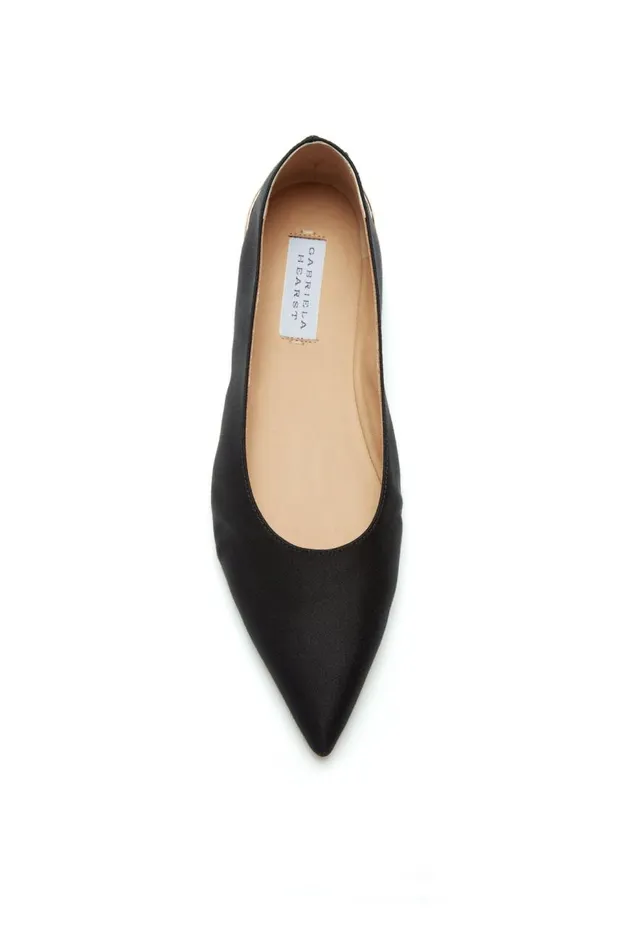 Women Flats Gabriela Hearst Fleur Ballerina Flat In Black Satin