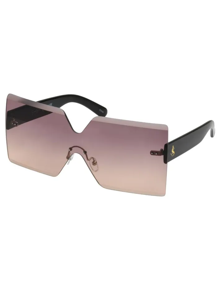 Women Frameless Shield Sunglasses In Black Jessica Simpson Sunglasses