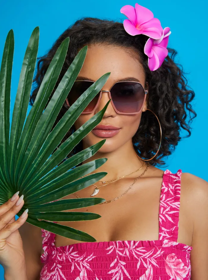 Women Geometric Metal Sunglasses In Rose Gold Jessica Simpson Sunglasses