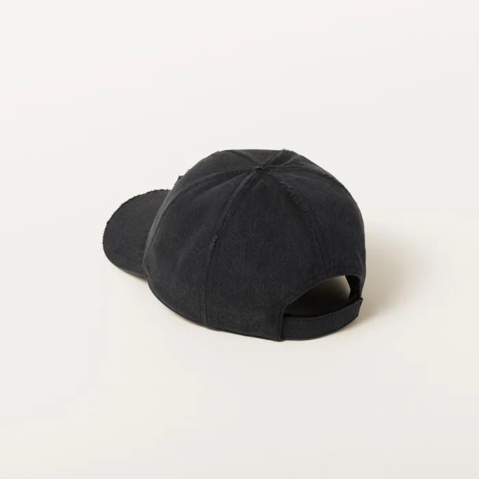 Women Hats And Gloves Miu Miu Denim Baseball Cap Black Women Hats And Gloves Miu Miu Denim Baseball Cap Black