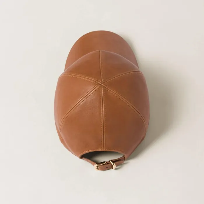 Women Hats And Gloves Miu Miu Nappa Leather Baseball Cap Caramel Women Hats And Gloves Miu Miu Nappa Leather Baseball Cap Caramel