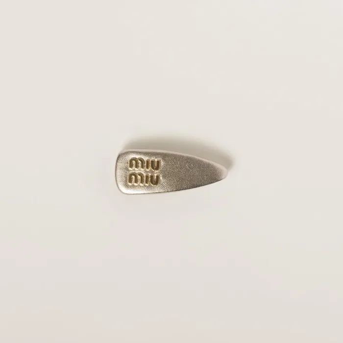Women Headbands And Hair Accessories Miu Miu Nappa Leather Hair Clip Pyrite