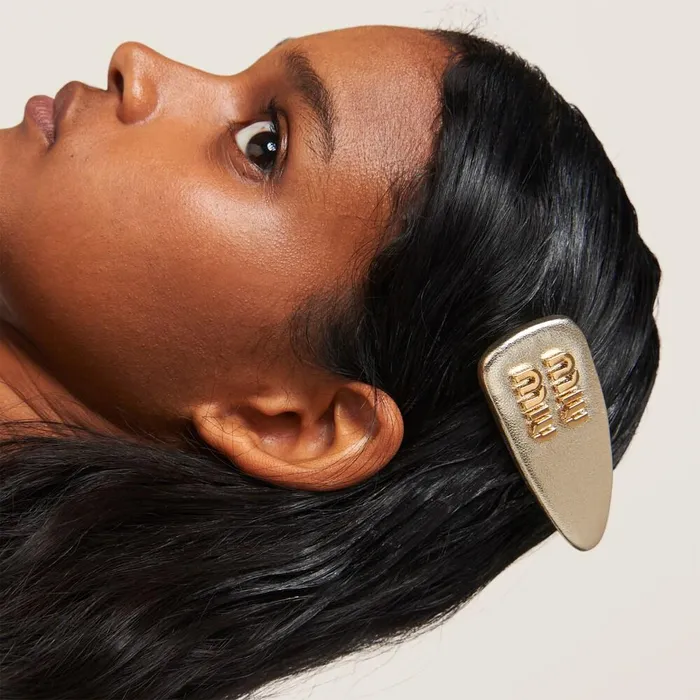 Women Headbands And Hair Accessories Miu Miu Nappa Leather Hair Clip Pyrite Women Headbands And Hair Accessories Miu Miu Nappa Leather Hair Clip Pyrite