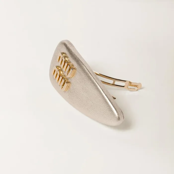 Women Headbands And Hair Accessories Miu Miu Nappa Leather Hair Clip Pyrite Women Headbands And Hair Accessories Miu Miu Nappa Leather Hair Clip Pyrite