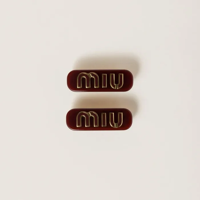 Women Headbands And Hair Accessories Miu Miu Plexiglas And Metal Hair Clips Amaranth Redmaize Yellow Women Headbands And Hair Accessories Miu Miu Plexiglas And Metal Hair Clips Amaranth Redmaize Yellow