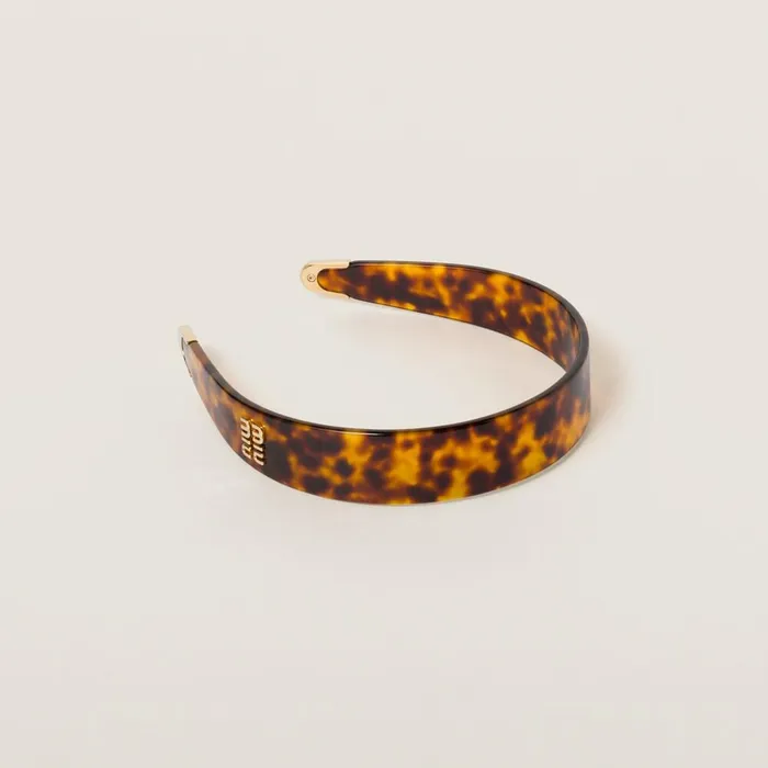 Women Headbands And Hair Accessories Miu Miu Plexiglas Headband Goldhoneytortoiseshell