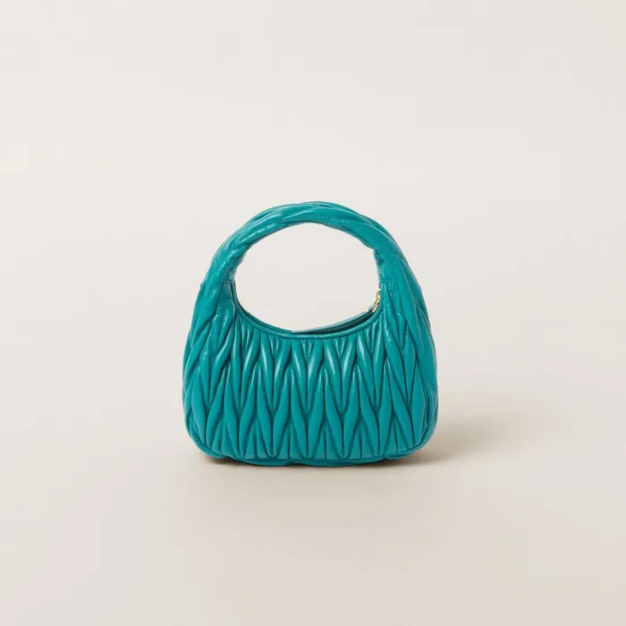 Women Hobo Bags Miu Miu Wander Matelass Nappa Leather Hobo Bag Peacock Blue Women Hobo Bags Miu Miu Wander Matelass Nappa Leather Hobo Bag Peacock Blue