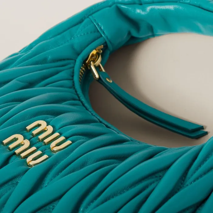 Women Hobo Bags Miu Miu Wander Matelass Nappa Leather Hobo Bag Peacock Blue Women Hobo Bags Miu Miu Wander Matelass Nappa Leather Hobo Bag Peacock Blue