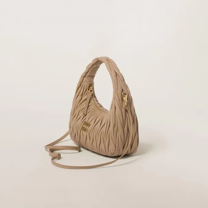 Women Hobo Bags Miu Miu Wander Matelass Nappa Leather Hobo Bag Sand Beige Women Hobo Bags Miu Miu Wander Matelass Nappa Leather Hobo Bag Sand Beige