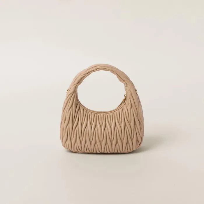 Women Hobo Bags Miu Miu Wander Matelass Nappa Leather Hobo Bag Sand Beige Women Hobo Bags Miu Miu Wander Matelass Nappa Leather Hobo Bag Sand Beige