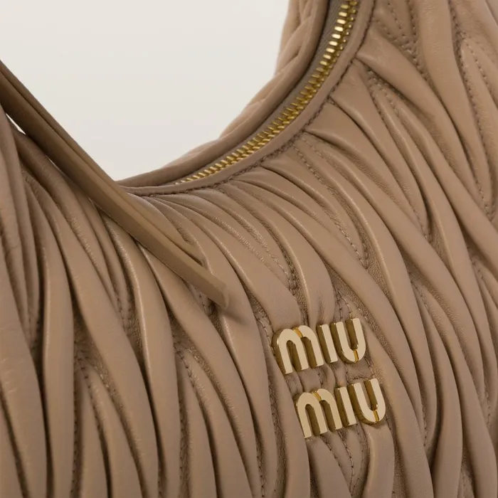 Women Hobo Bags Miu Miu Wander Matelass Nappa Leather Hobo Bag Sand Beige Women Hobo Bags Miu Miu Wander Matelass Nappa Leather Hobo Bag Sand Beige