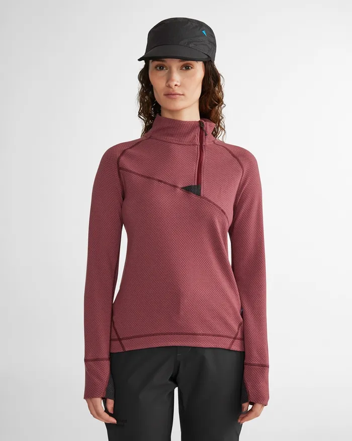 Women Huge Norna Half Zip Mid Layer Madder Red Klttermusen Fleeces and Sweaters