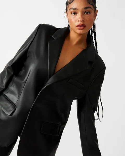 Women IMAAN FAUX LEATHER BLAZER BLACK Black Steve Madden Jackets and Coats Women IMAAN FAUX LEATHER BLAZER BLACK Black Steve Madden Jackets and Coats