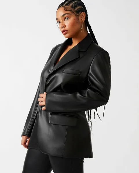 Women IMAAN FAUX LEATHER BLAZER BLACK Black Steve Madden Jackets and Coats Women IMAAN FAUX LEATHER BLAZER BLACK Black Steve Madden Jackets and Coats