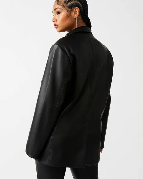 Women IMAAN FAUX LEATHER BLAZER BLACK Black Steve Madden Jackets and Coats Women IMAAN FAUX LEATHER BLAZER BLACK Black Steve Madden Jackets and Coats