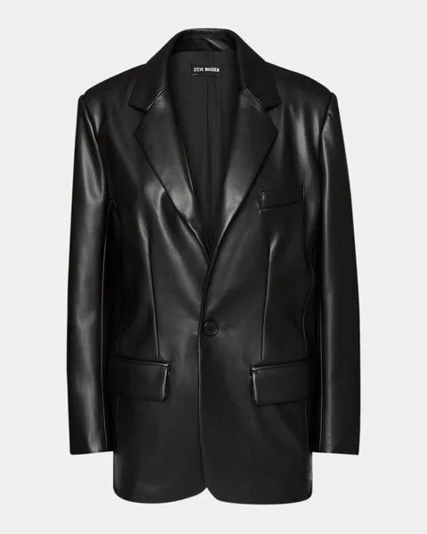 Women IMAAN FAUX LEATHER BLAZER BLACK Black Steve Madden Jackets and Coats Women IMAAN FAUX LEATHER BLAZER BLACK Black Steve Madden Jackets and Coats