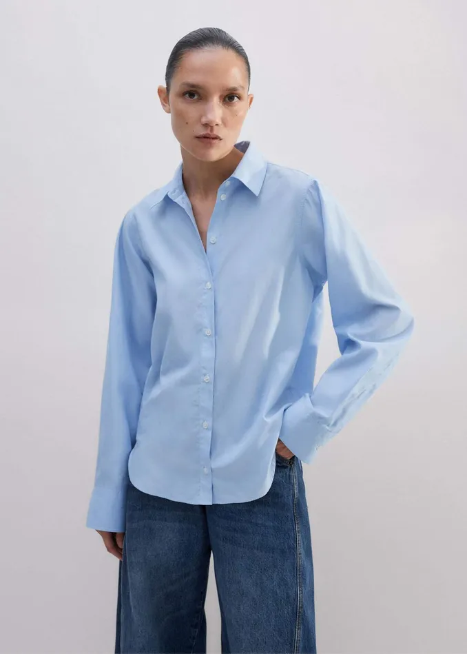 Women Impossibly Soft Relaxed Forever Stripe Shirt Bluewhite MEEM
