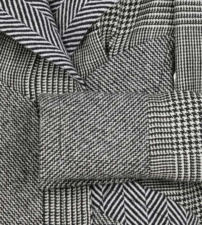 Women Jackets Tom Ford Wool Patchwork Wrap Peplum Jacket Black Chalk Women Jackets Tom Ford Wool Patchwork Wrap Peplum Jacket Black Chalk