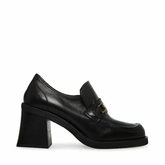 Women JADINE BLACK LEATHER Black Leather Steve Madden Heels