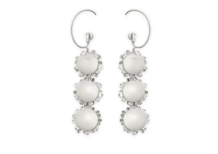 Women Jewelry Tom Ford Brass And Crystal Flower Earrings Silver Crystal Women Jewelry Tom Ford Brass And Crystal Flower Earrings Silver Crystal