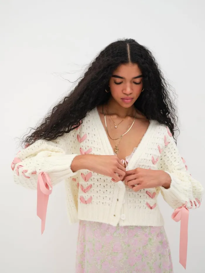 Women Knitwear For Love and Lemons Laurel Oversized Cardigan Ivory