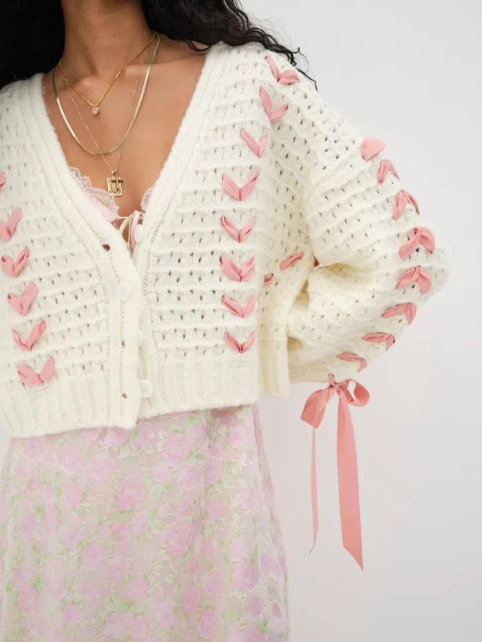 Women Knitwear For Love and Lemons Laurel Oversized Cardigan Ivory Women Knitwear For Love and Lemons Laurel Oversized Cardigan Ivory