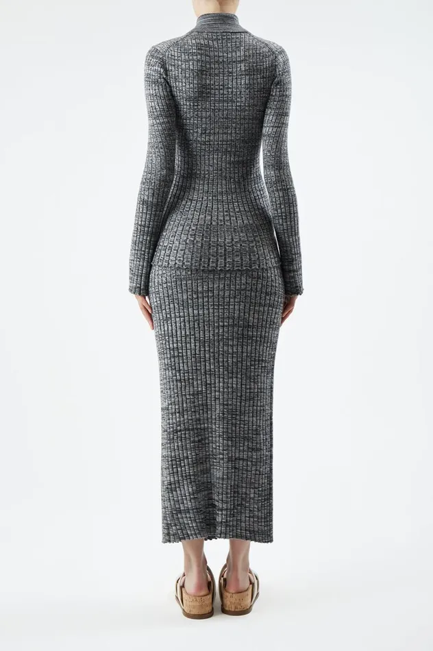 Women Knitwear Gabriela Hearst Alam Knit Polo In Charcoal Melange Cashmere