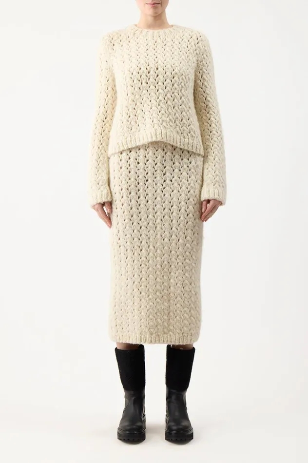 Women Knitwear Gabriela Hearst Collin Knit Skirt In Ivory Welfat Cashmere