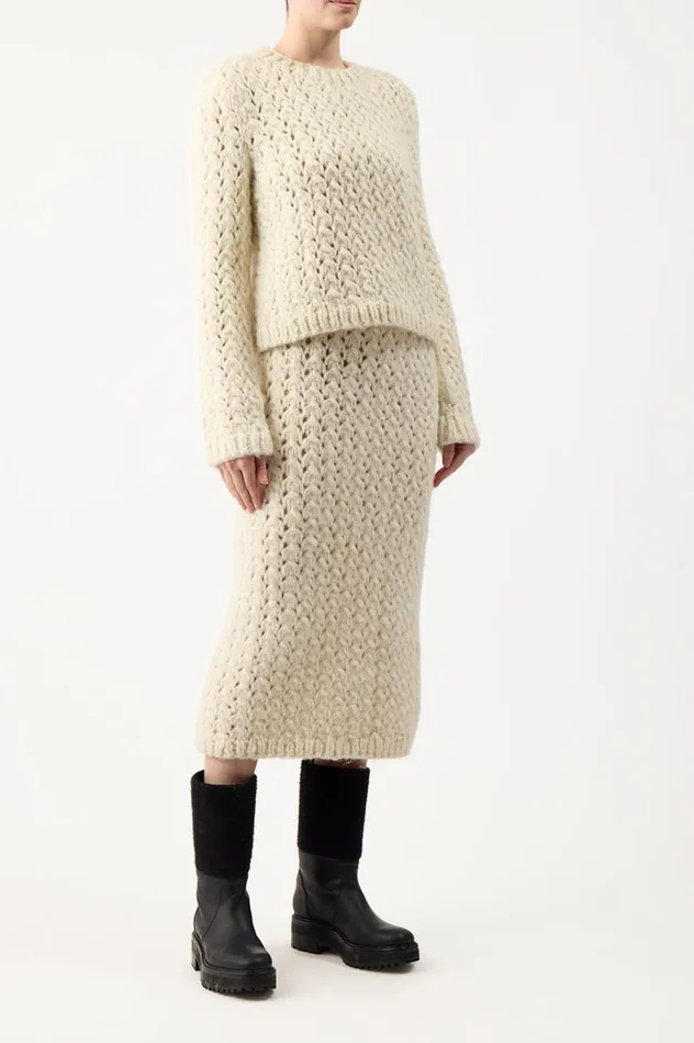 Women Knitwear Gabriela Hearst Collin Knit Skirt In Ivory Welfat Cashmere