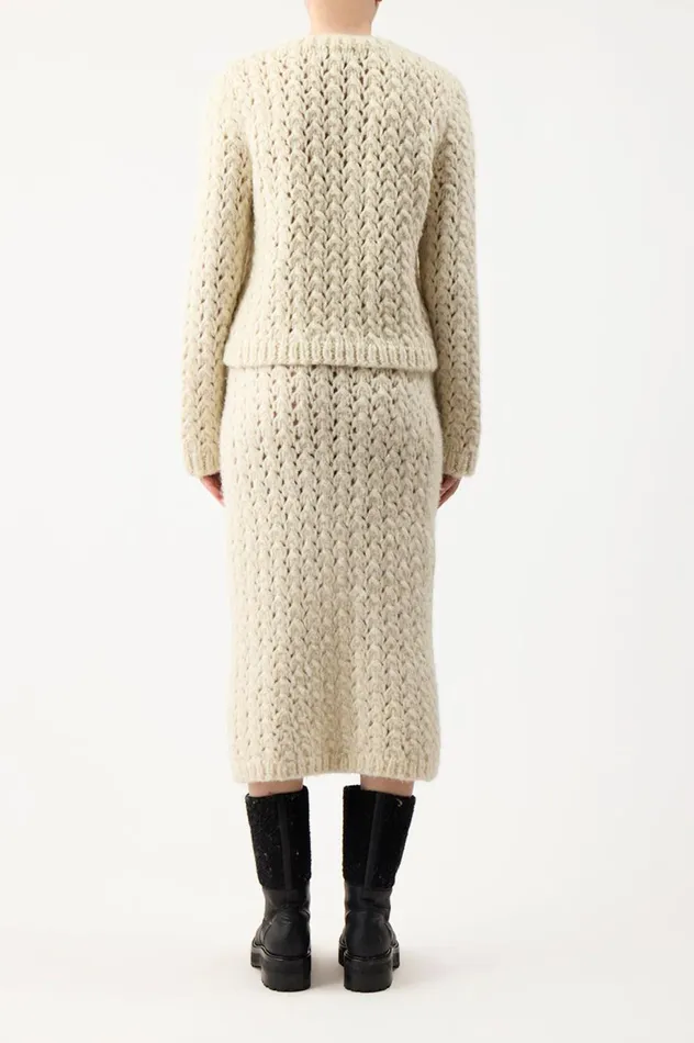Women Knitwear Gabriela Hearst Collin Knit Skirt In Ivory Welfat Cashmere