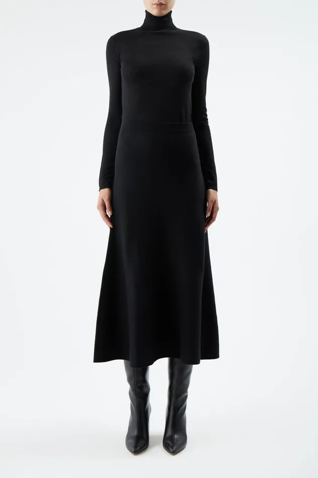 Women Knitwear Gabriela Hearst Freddie Knit Skirt In Black Merino Wool Cashmere