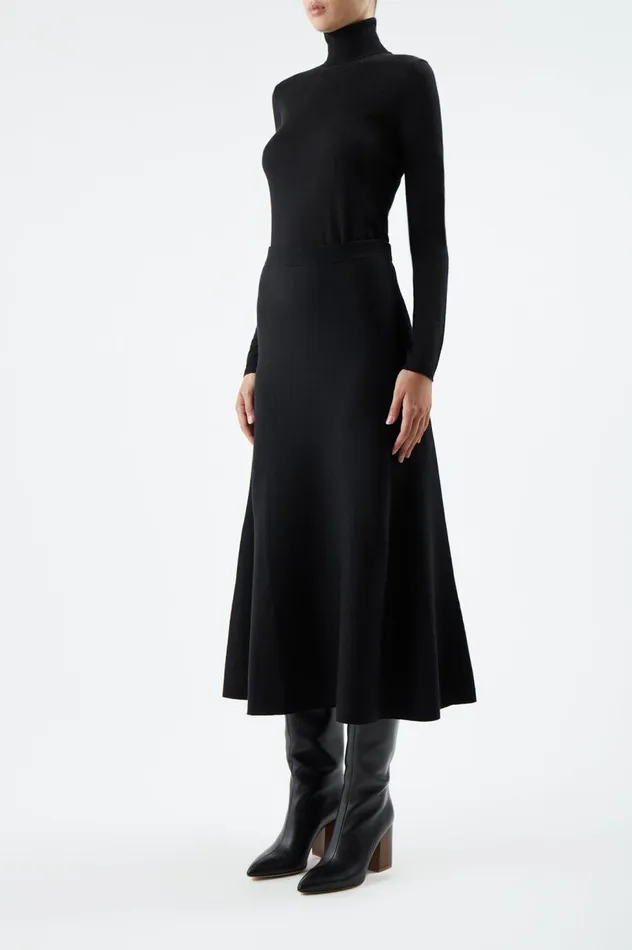 Women Knitwear Gabriela Hearst Freddie Knit Skirt In Black Merino Wool Cashmere
