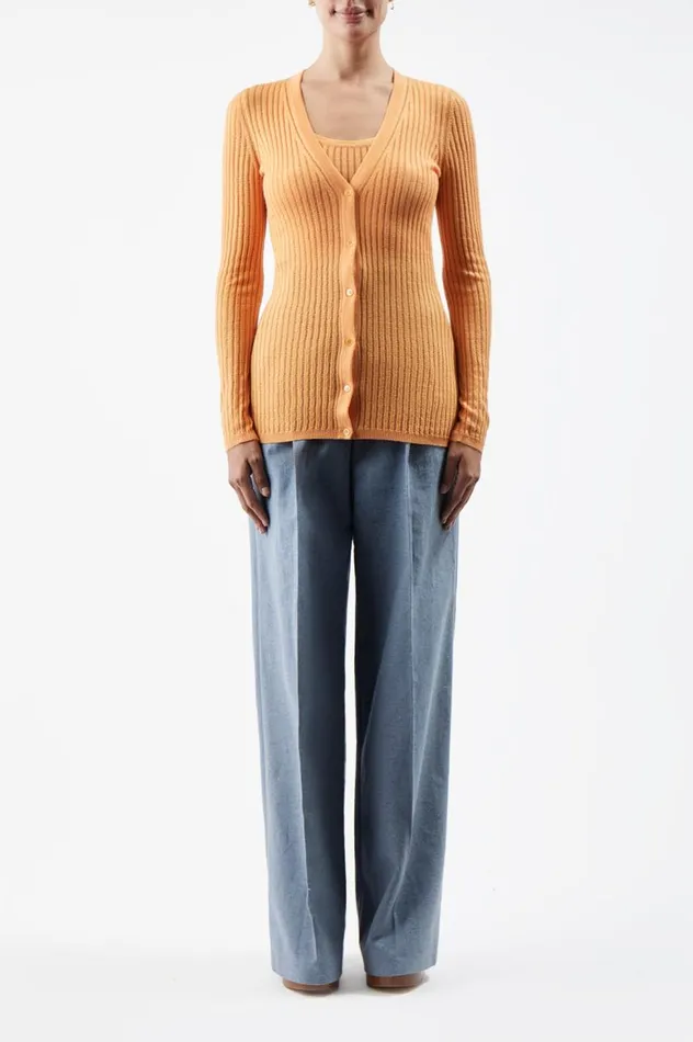 Women Knitwear Gabriela Hearst Homer Pointelle Knit Cardigan In Fluorescent Orange Cashmere Silk