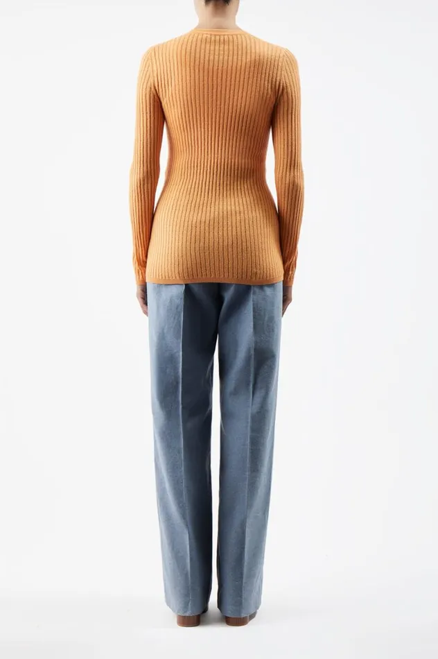 Women Knitwear Gabriela Hearst Homer Pointelle Knit Cardigan In Fluorescent Orange Cashmere Silk