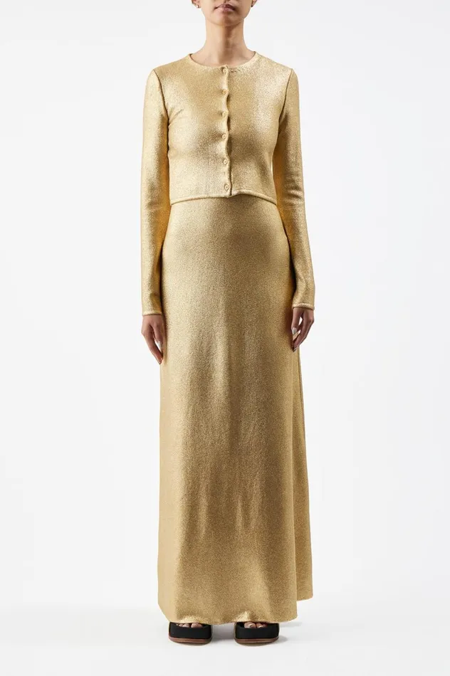 Women Knitwear Gabriela Hearst Katia Knit Cardigan In Gold Merino Wool