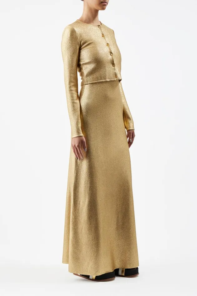 Women Knitwear Gabriela Hearst Katia Knit Cardigan In Gold Merino Wool