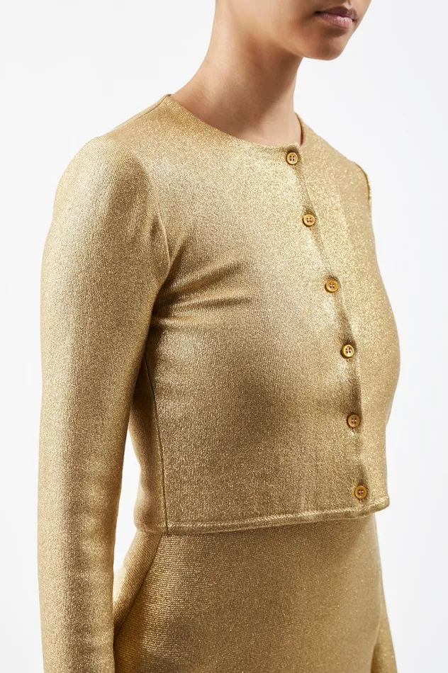 Women Knitwear Gabriela Hearst Katia Knit Cardigan In Gold Merino Wool