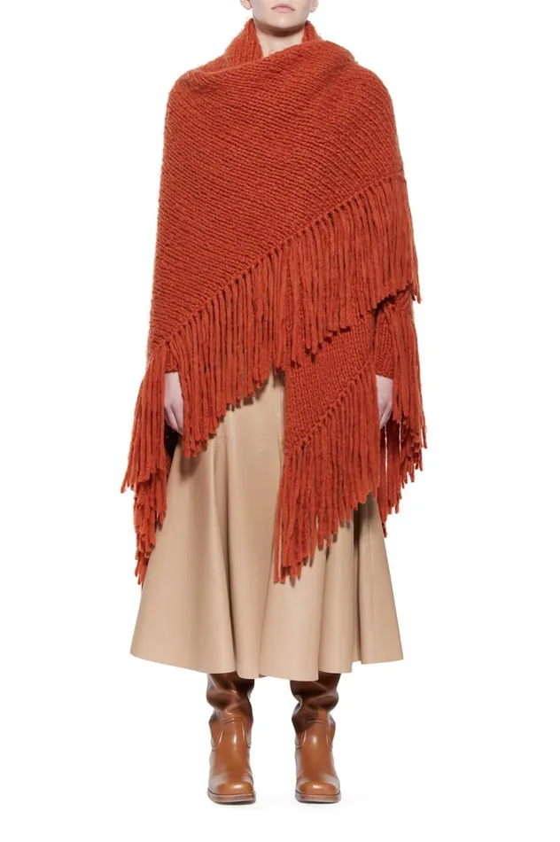 Women Knitwear Gabriela Hearst Lauren Knit Wrap In Copper Welfat Cashmere