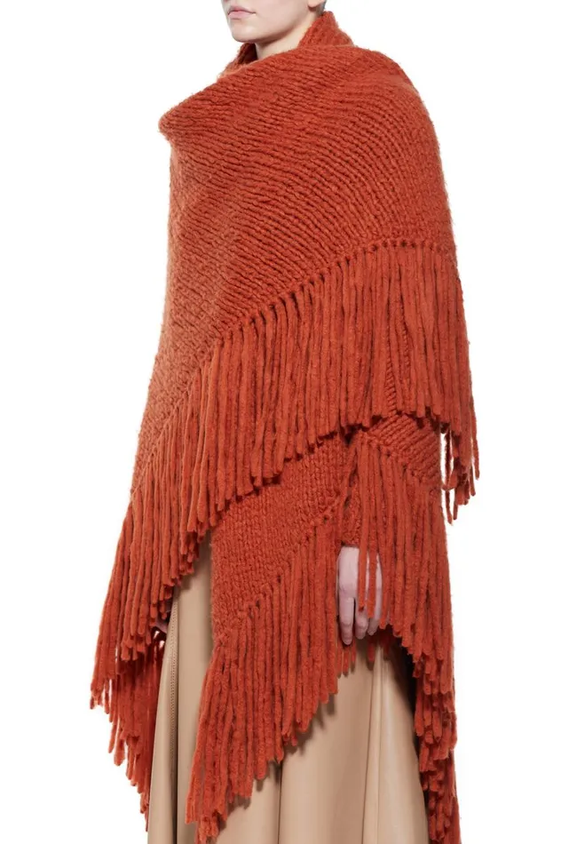 Women Knitwear Gabriela Hearst Lauren Knit Wrap In Copper Welfat Cashmere